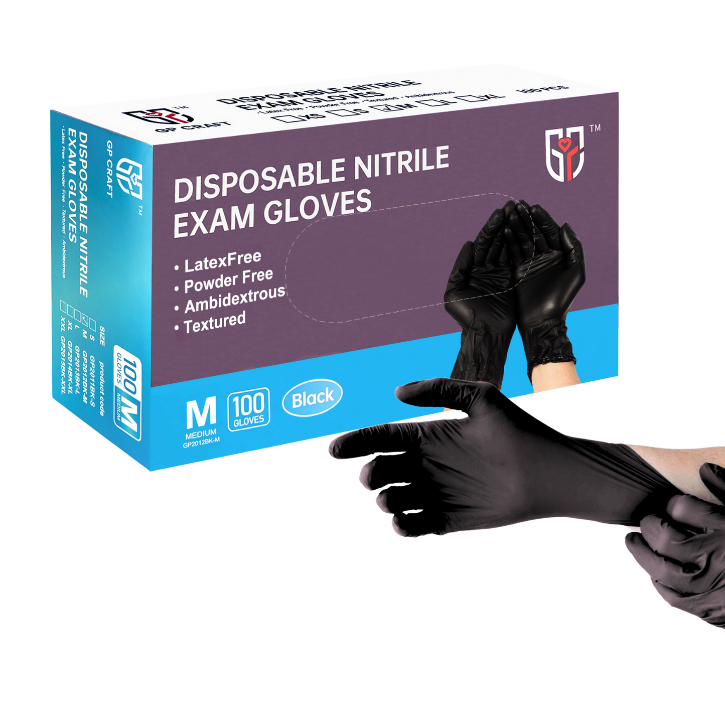 Black Nitrile Glove Disposable Powder Free Mechanic Grade 6mil (10 Boxes / Case, 1000 Count)