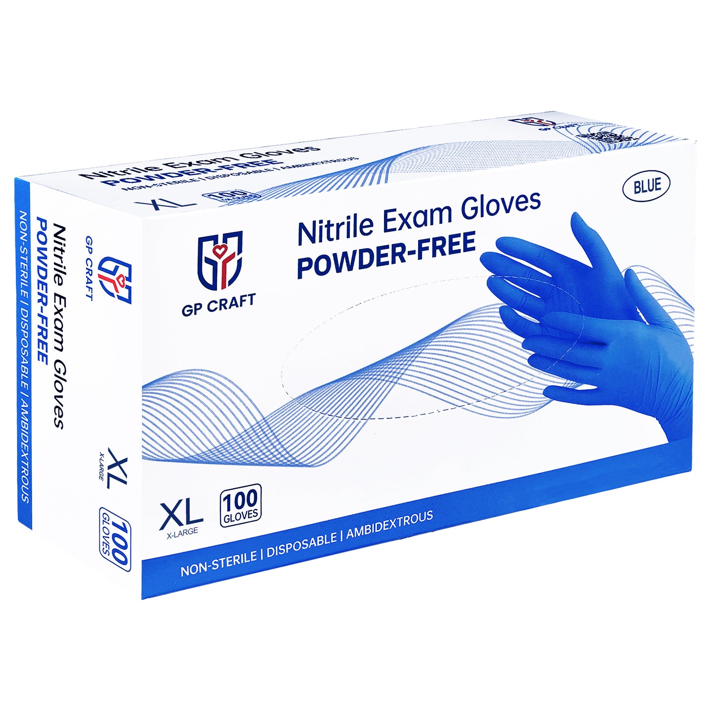 Blue Nitrile Gloves Disposable Powder Free 3.5mil (10 Boxes / Case, 1,000 Count)