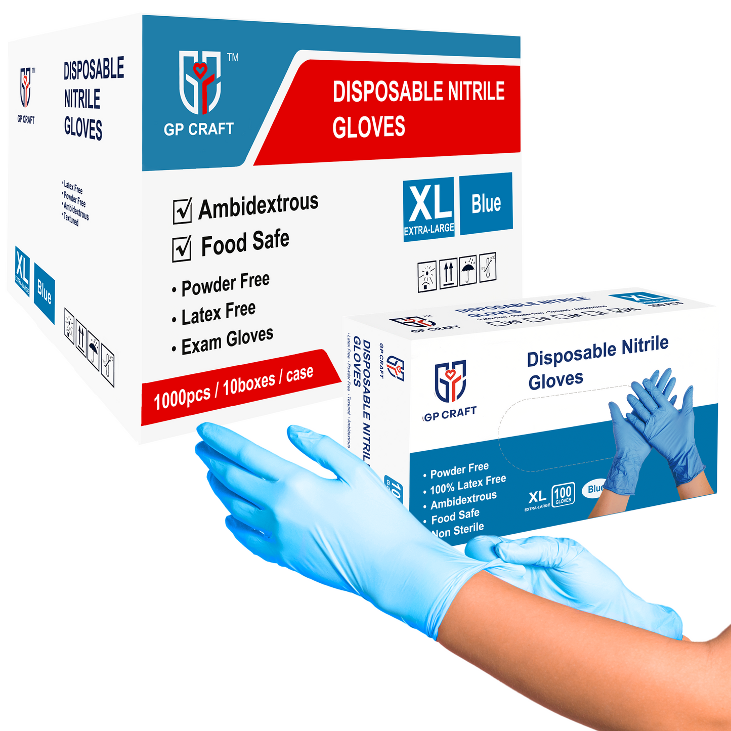 Blue Nitrile Gloves Disposable Powder Free 4mil (Case of 1,000 Count)
