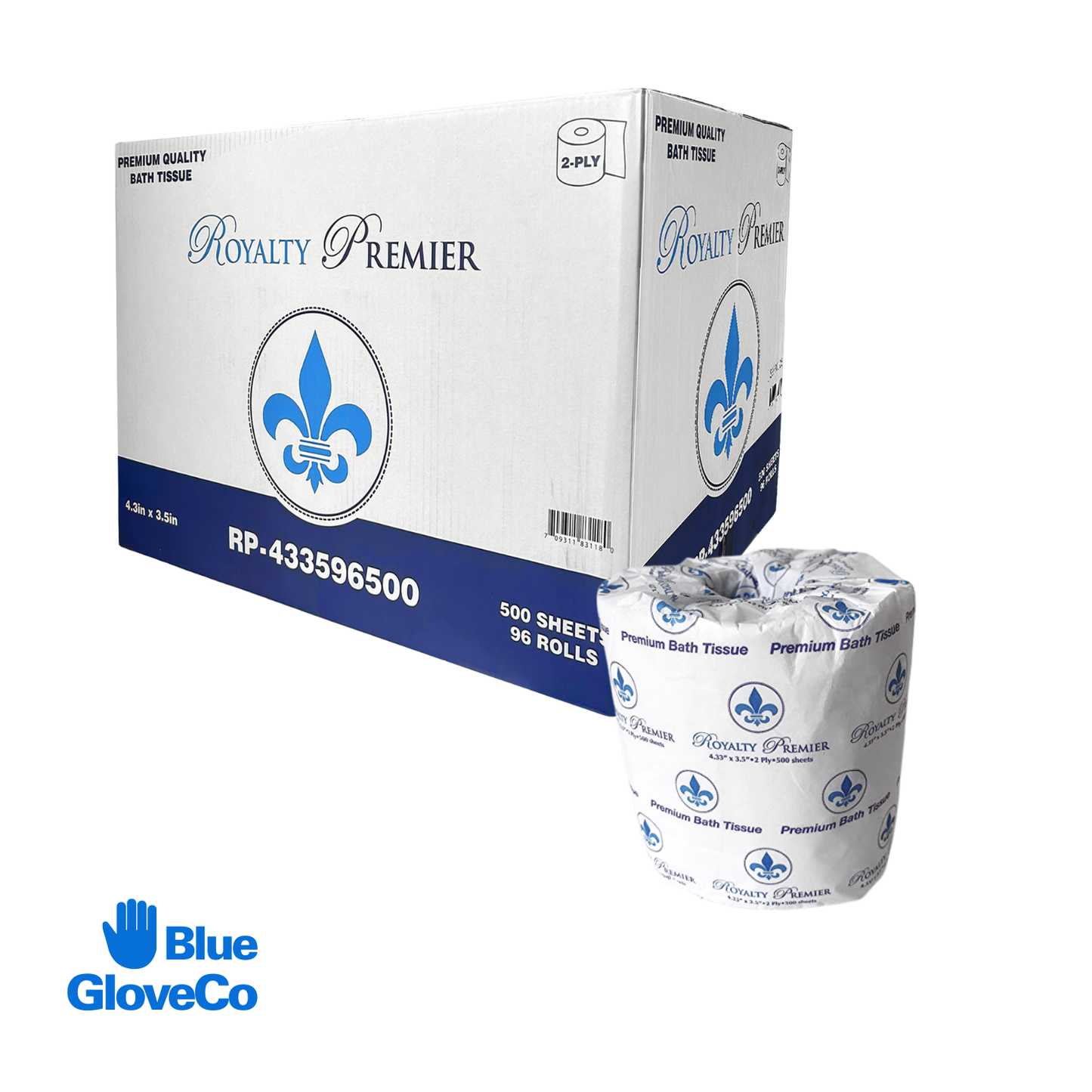 Royalty Premier Bath Tissue – Septic Safe 2 Ply, 500 Sheets 96 Rolls