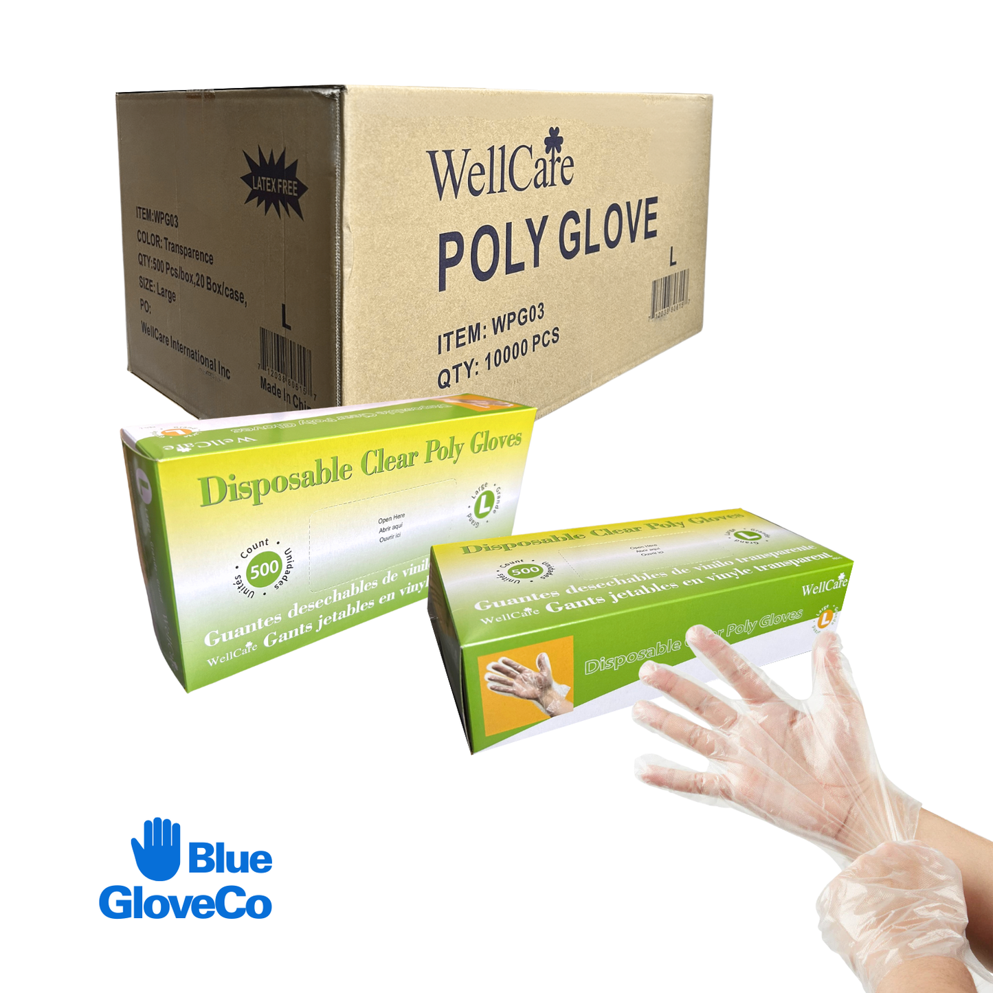 Wellcare Clear Poly Glove (HDPE) Large (Case of 10,000 pcs)