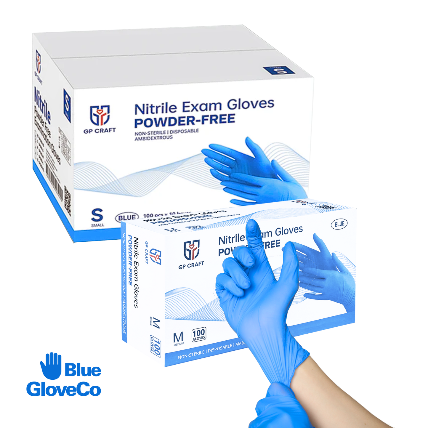 3.5 Mil Blue Nitrile Gloves, Disposable Powder Free (Case of 1000 pcs)