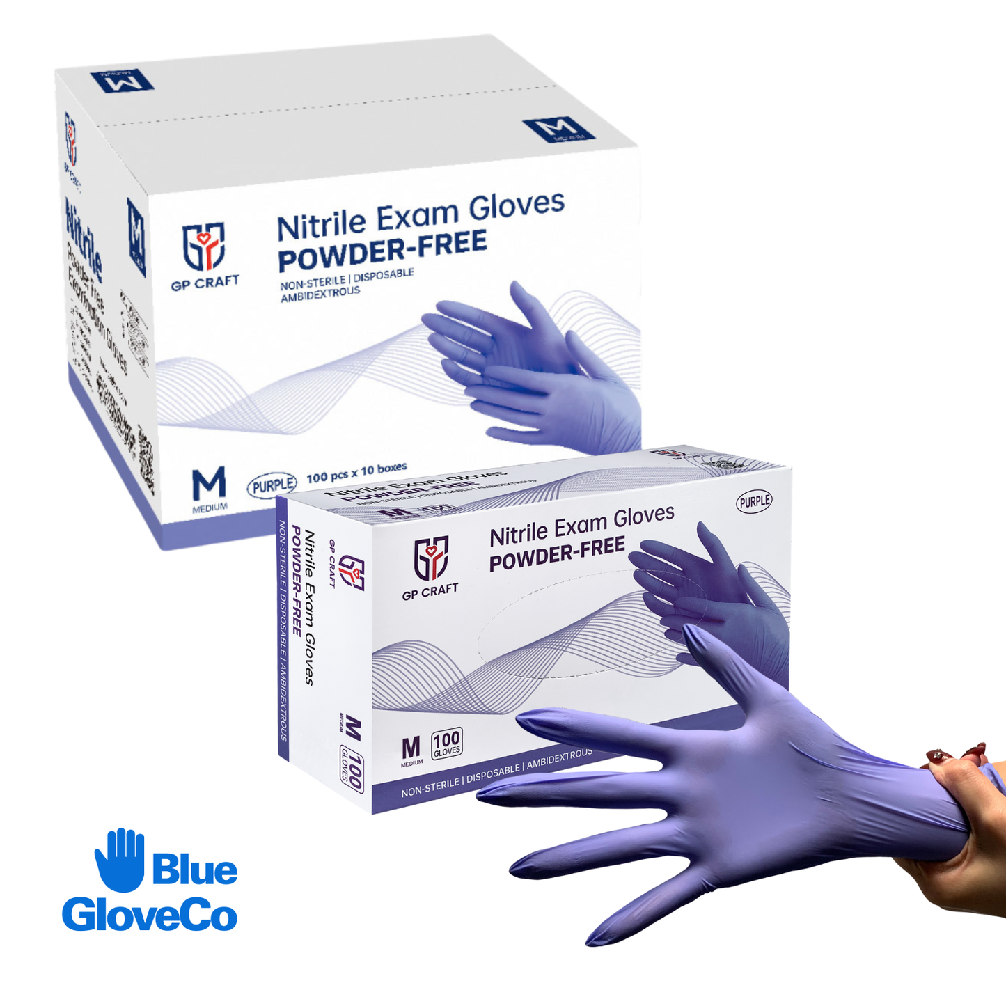 3.5 Mil Purple Nitrile Gloves, Disposable Powder Free (Case of 1000 pcs)