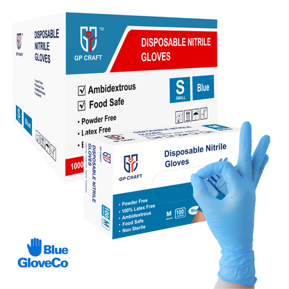 4 Mil Blue Nitrile Gloves, Disposable Powder Free (Case of 1000 pcs)