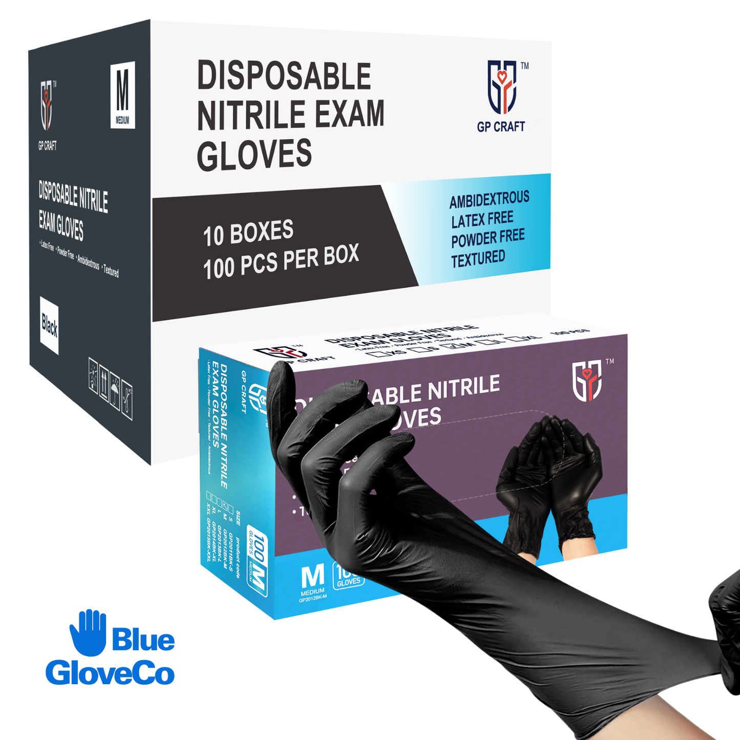 6 Mil Black Nitrile Gloves, Disposable Powder Free (Case of 1000 pcs)