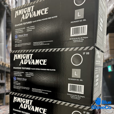 8 Mil Black Nitrile Gloves, Disposable Powder Free (Case of 1000)
