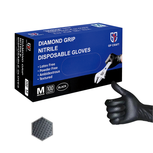 Black Nitrile Glove Disposable Powder Free Textured 8mil (10 Boxes / Case, 1000 Count)