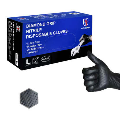 Black Nitrile Glove Disposable Powder Free Textured 8mil (10 Boxes / Case, 1000 Count)