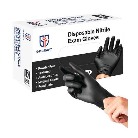Black Nitrile Gloves Disposable Powder Free 5mil (10 Boxes / Case, 1000 Count)
