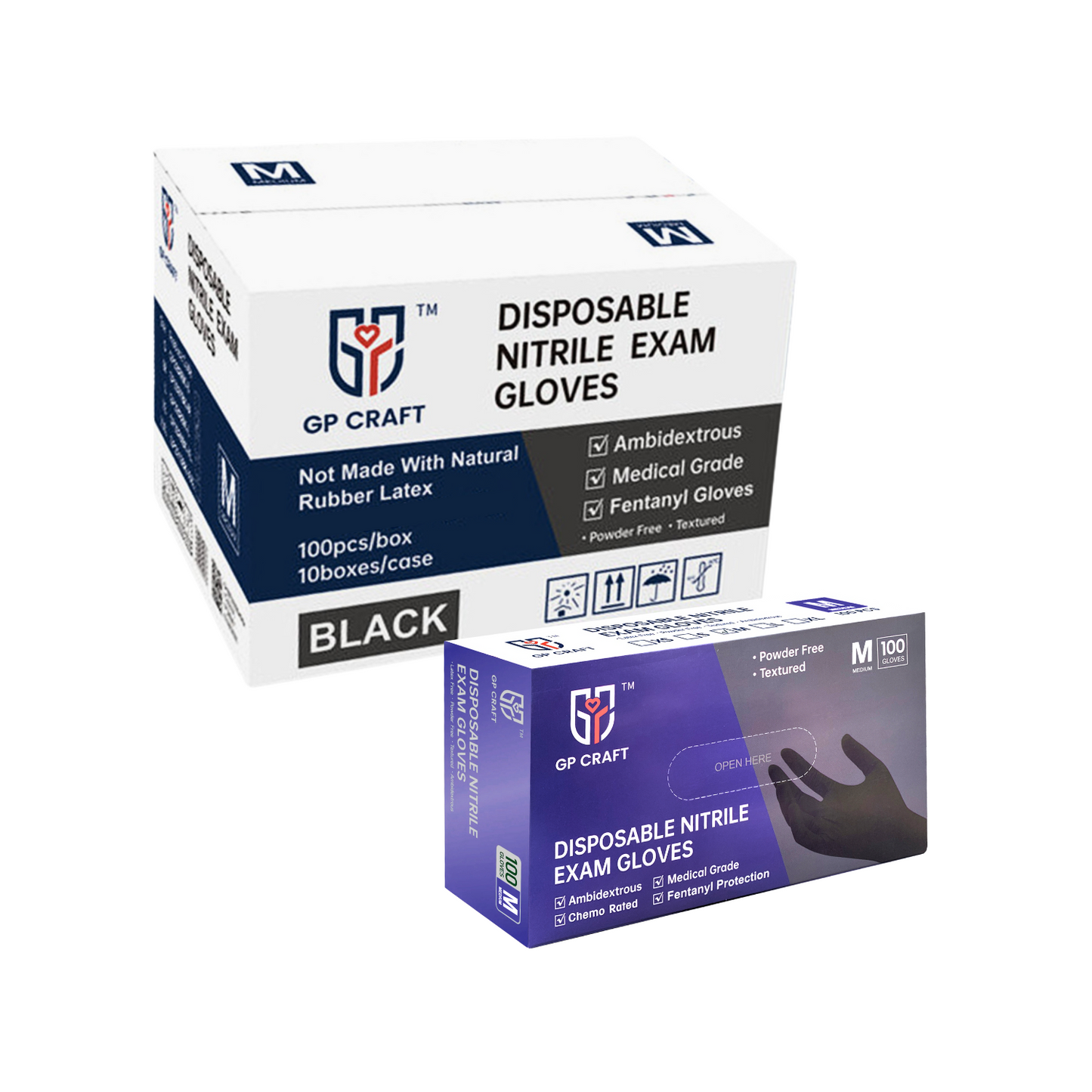 Black Nitrile Gloves Disposable Powder Free Fentanyl Proof 5.5mil (10 Boxes / Case, 1000 Count)