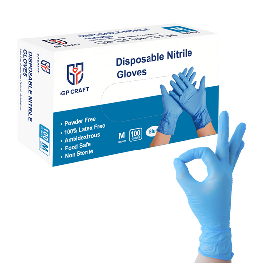 Blue Nitrile Gloves Disposable Powder Free 4mil (10 Boxes / Case, 1000 Count)