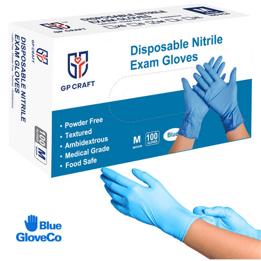 4 Mil Blue Nitrile Gloves, Disposable Powder Free (Box of 100 pcs)