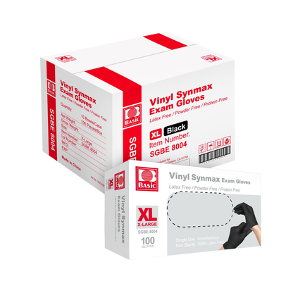 4.5 Mil Black Vinyl Gloves, Disposable Powder Free (Case of 1000 pcs)