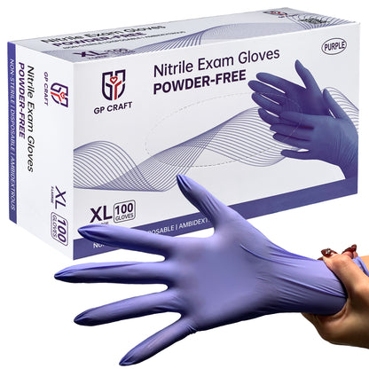 Purple Nitrile Glove Disposable Powder Free 3.5mil (10 Boxes / Case, 1000 Count)