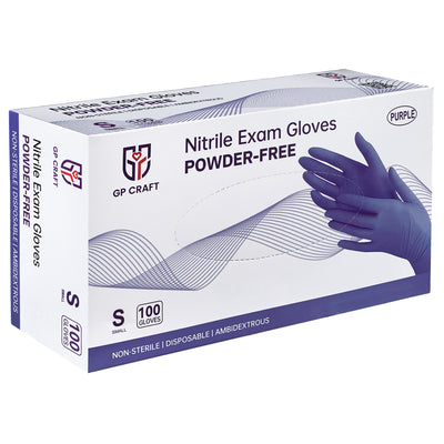 Purple Nitrile Glove Disposable Powder Free 3.5mil (10 Boxes / Case, 1000 Count)