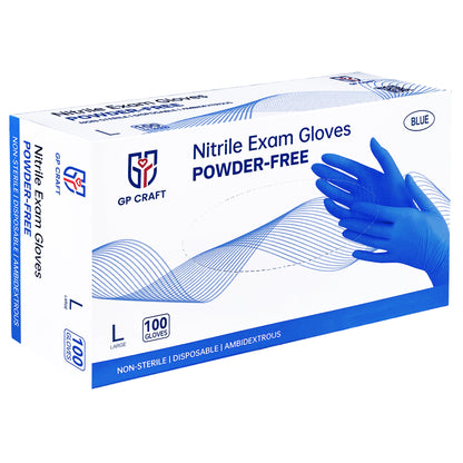 Blue Nitrile Gloves Disposable Powder Free 3.5mil (10 Boxes / Case, 1,000 Count)