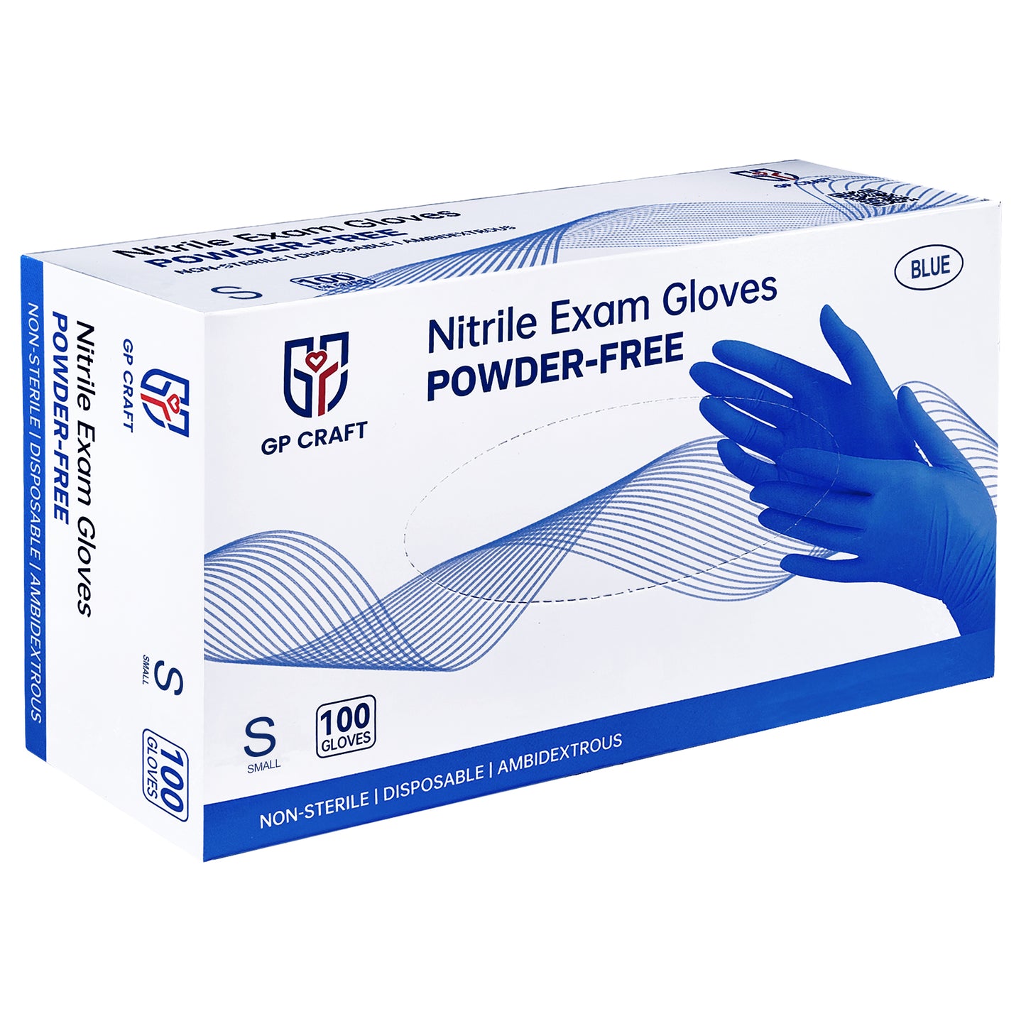 Blue Nitrile Gloves Disposable Powder Free 3.5mil (10 Boxes / Case, 1,000 Count)