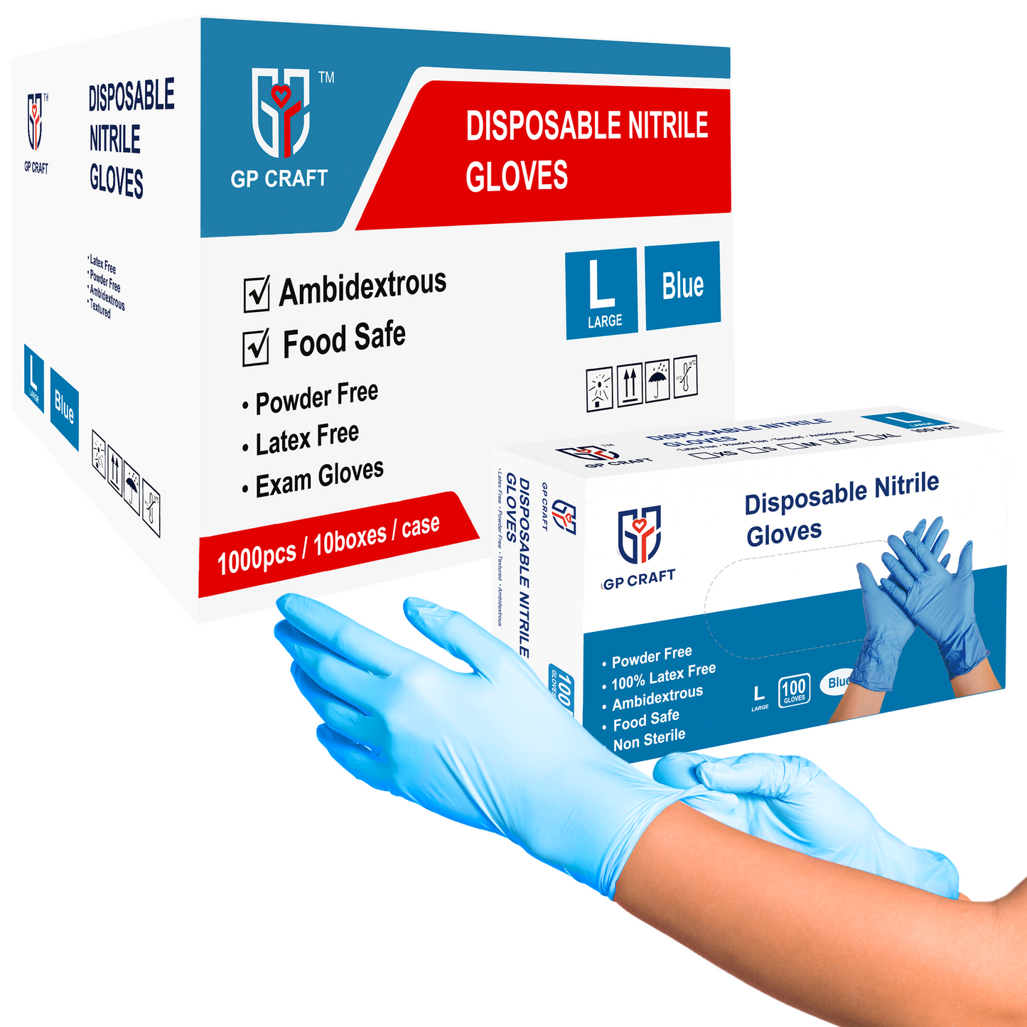 Blue Nitrile Gloves Disposable Powder Free 4mil (Case of 1,000 Count)