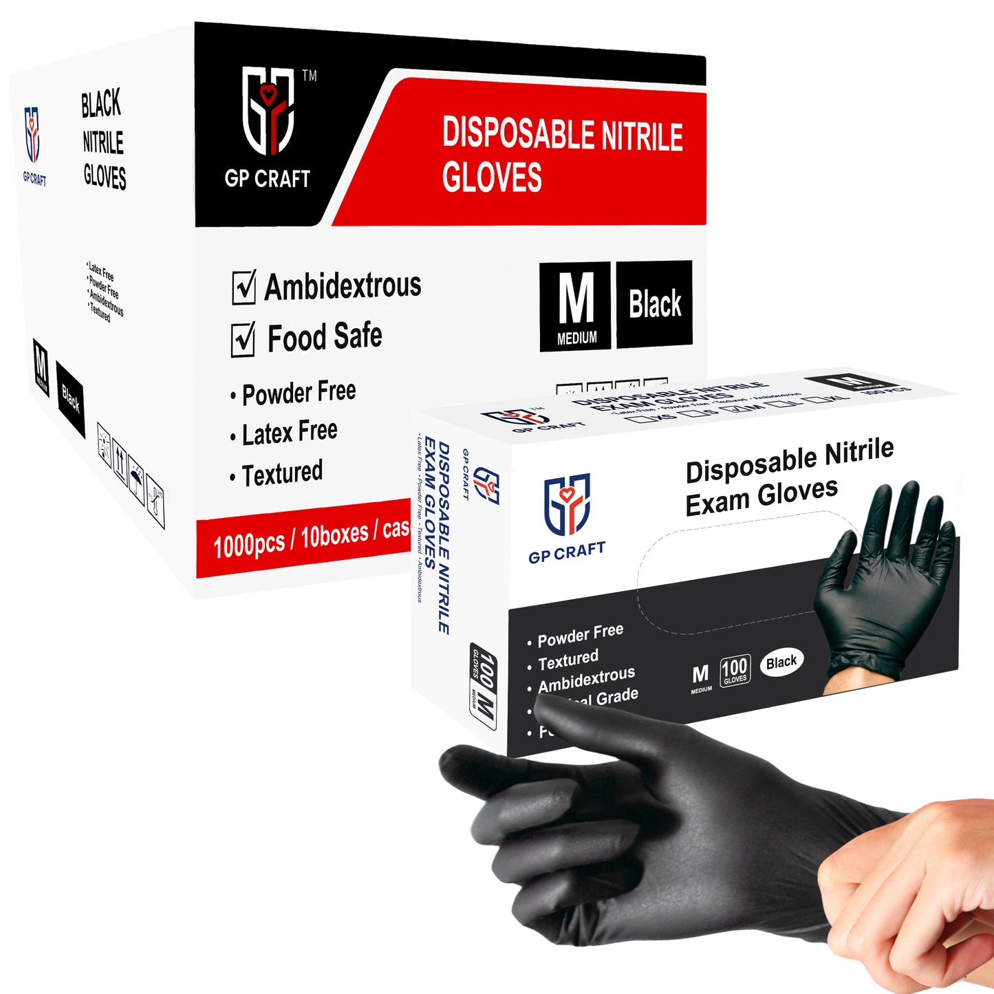 Black Nitrile Gloves Disposable Powder Free 5mil (Case of 1,000 Count)