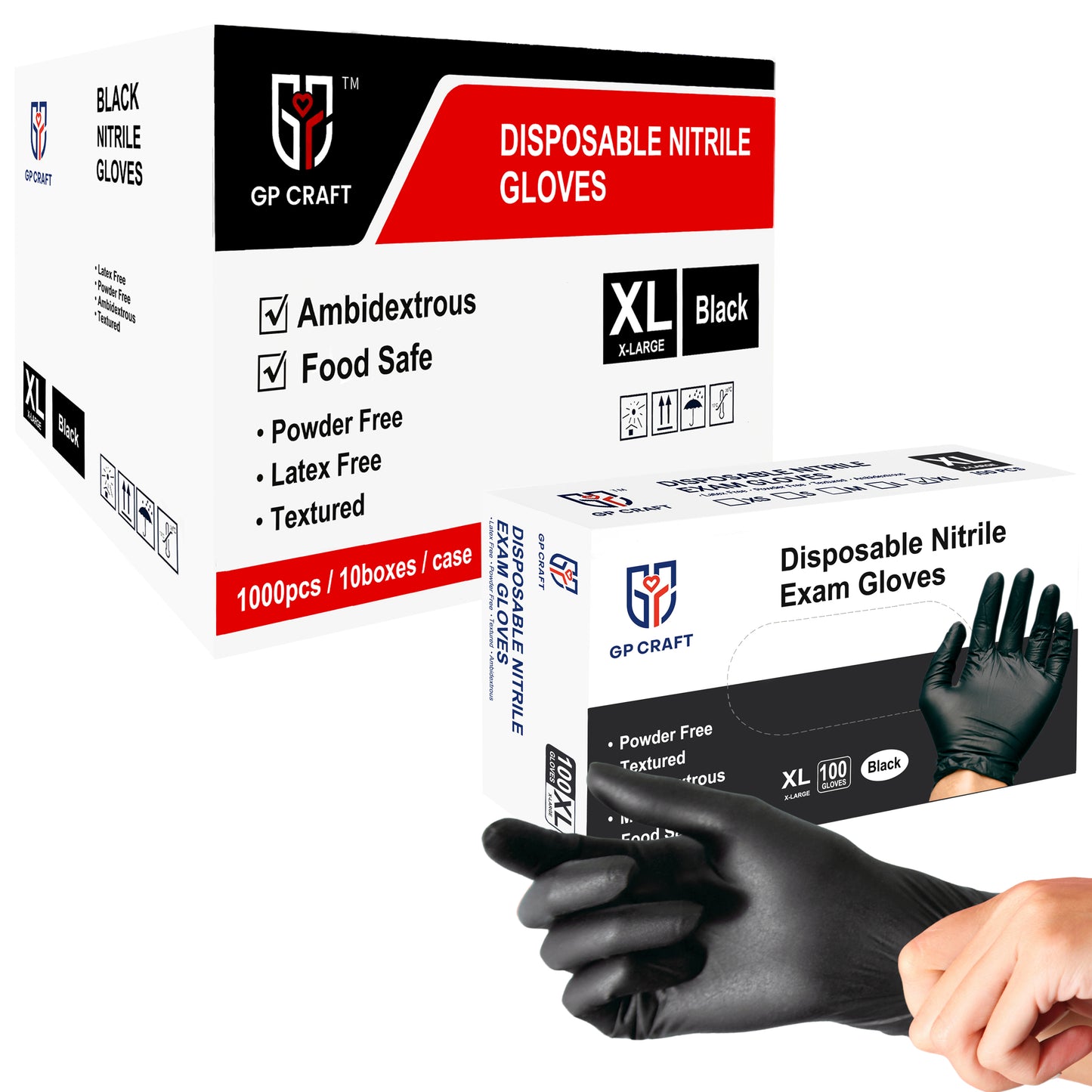 Black Nitrile Gloves Disposable Powder Free 5mil (Case of 1,000 Count)