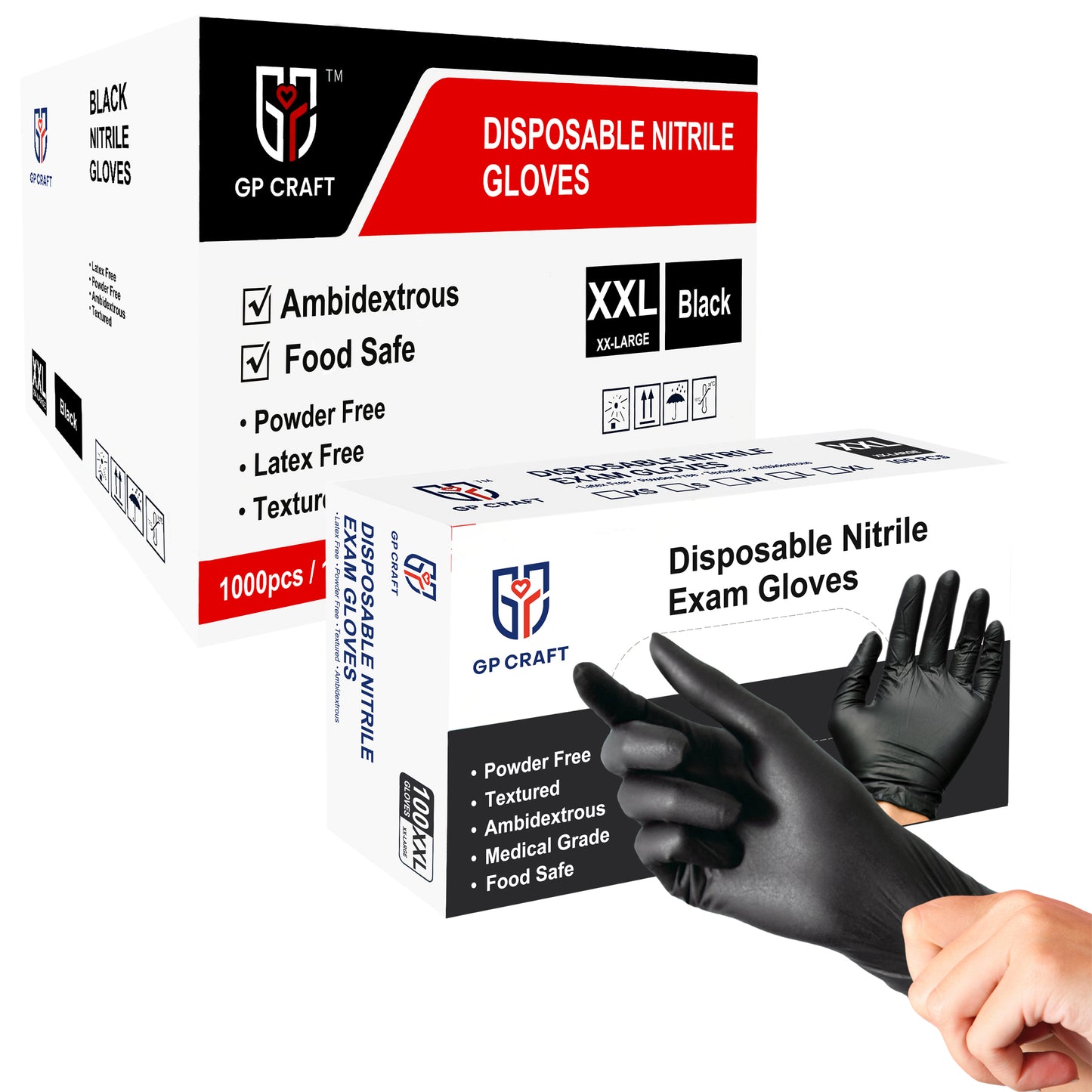 Black Nitrile Gloves Disposable Powder Free 5mil (Case of 1,000 Count)