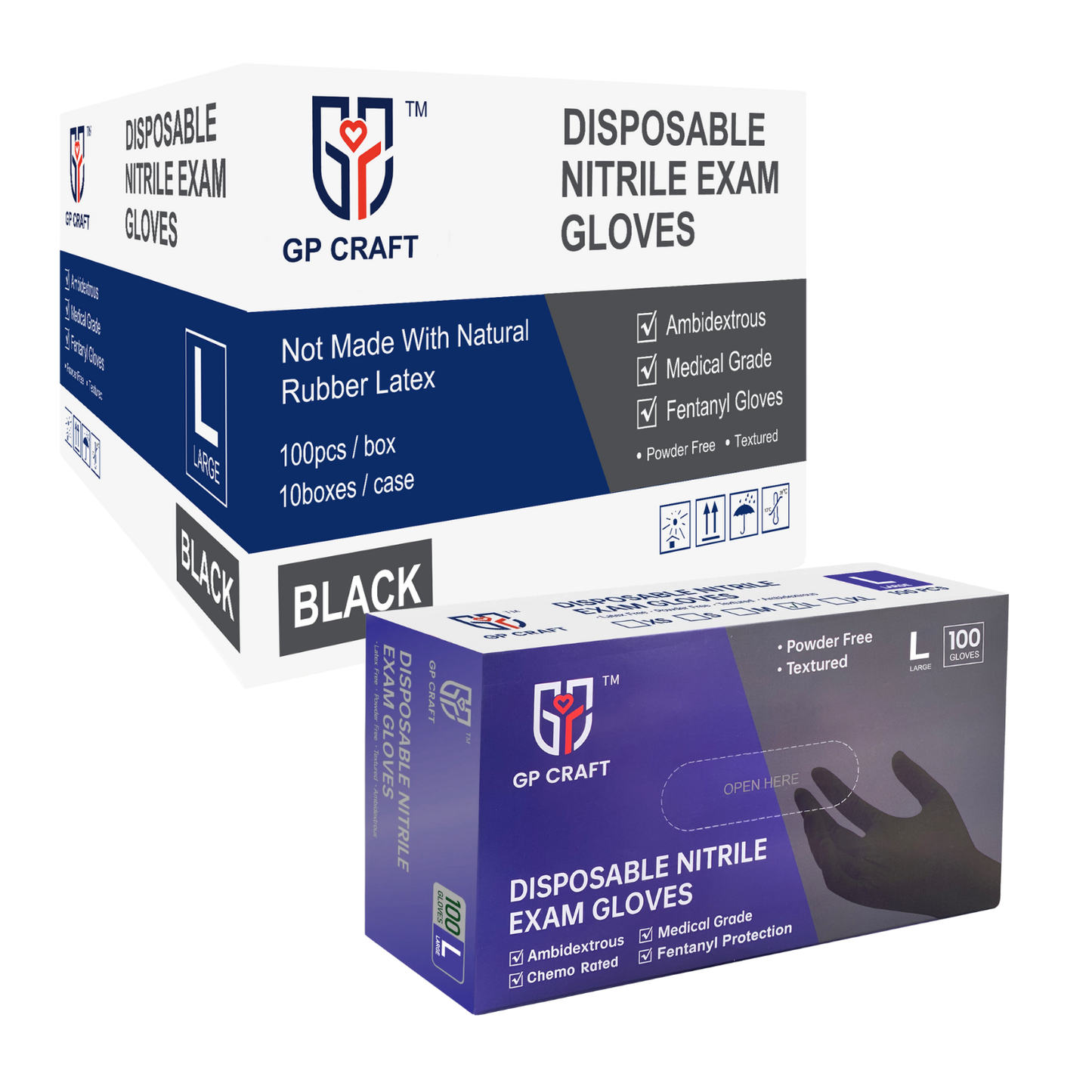 Black Nitrile Gloves Disposable Powder Free Fentanyl Proof 5.5mil (Case of 1,000 Count)