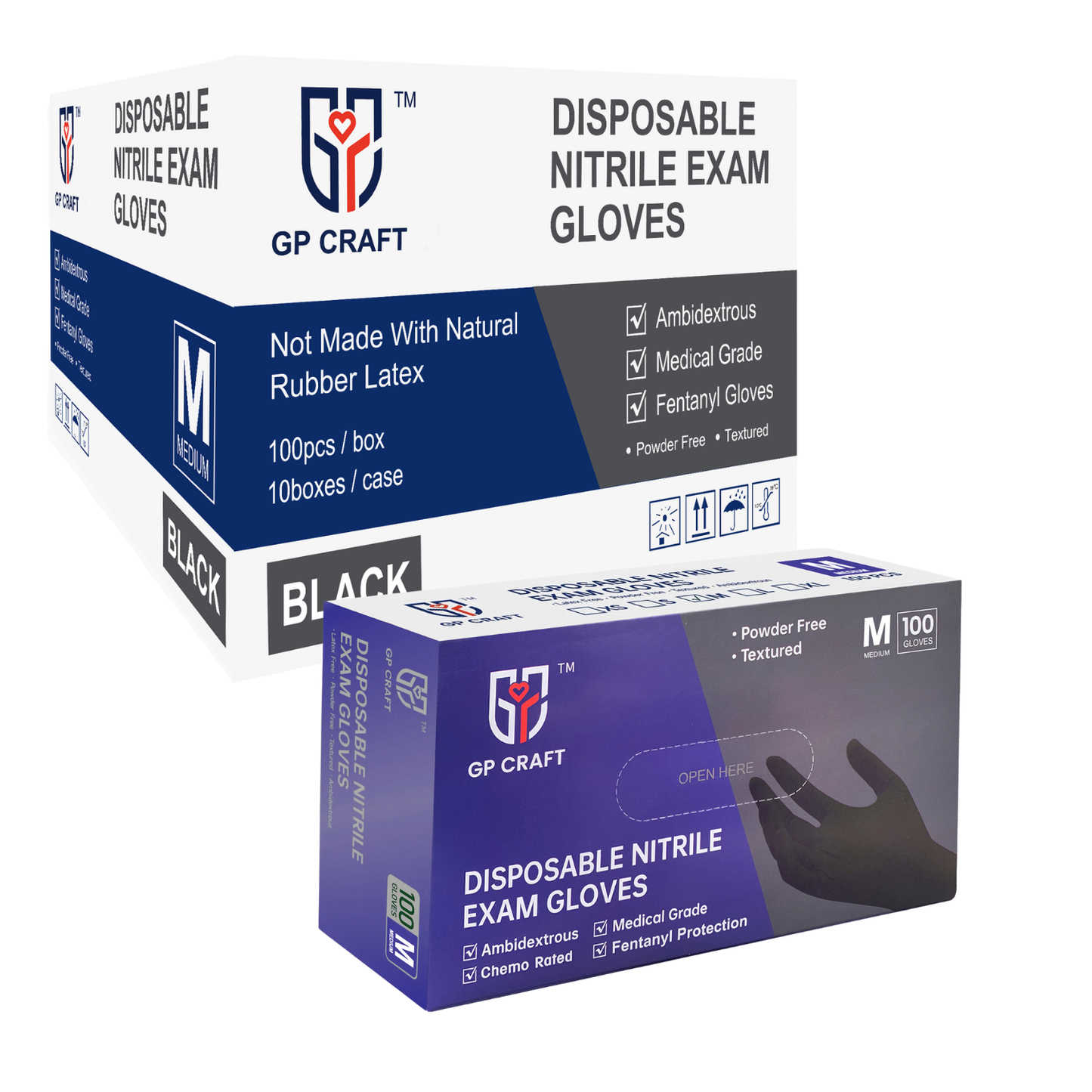 Black Nitrile Gloves Disposable Powder Free Fentanyl Proof 5.5mil (Case of 1,000 Count)