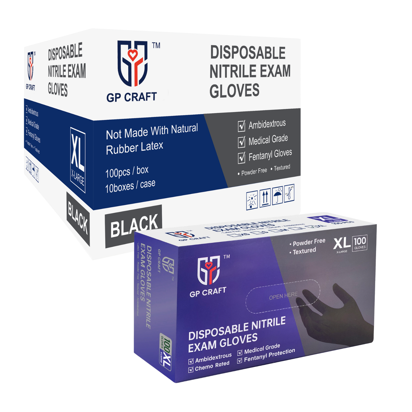 Black Nitrile Gloves Disposable Powder Free Fentanyl Proof 5.5mil (Case of 1,000 Count)