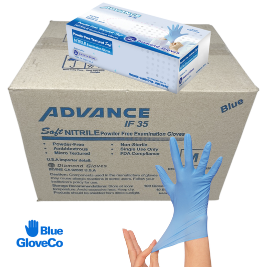 3.5 Mil Blue Nitrile Glove, Exam Grade Disposable (Case of 1000 pcs)