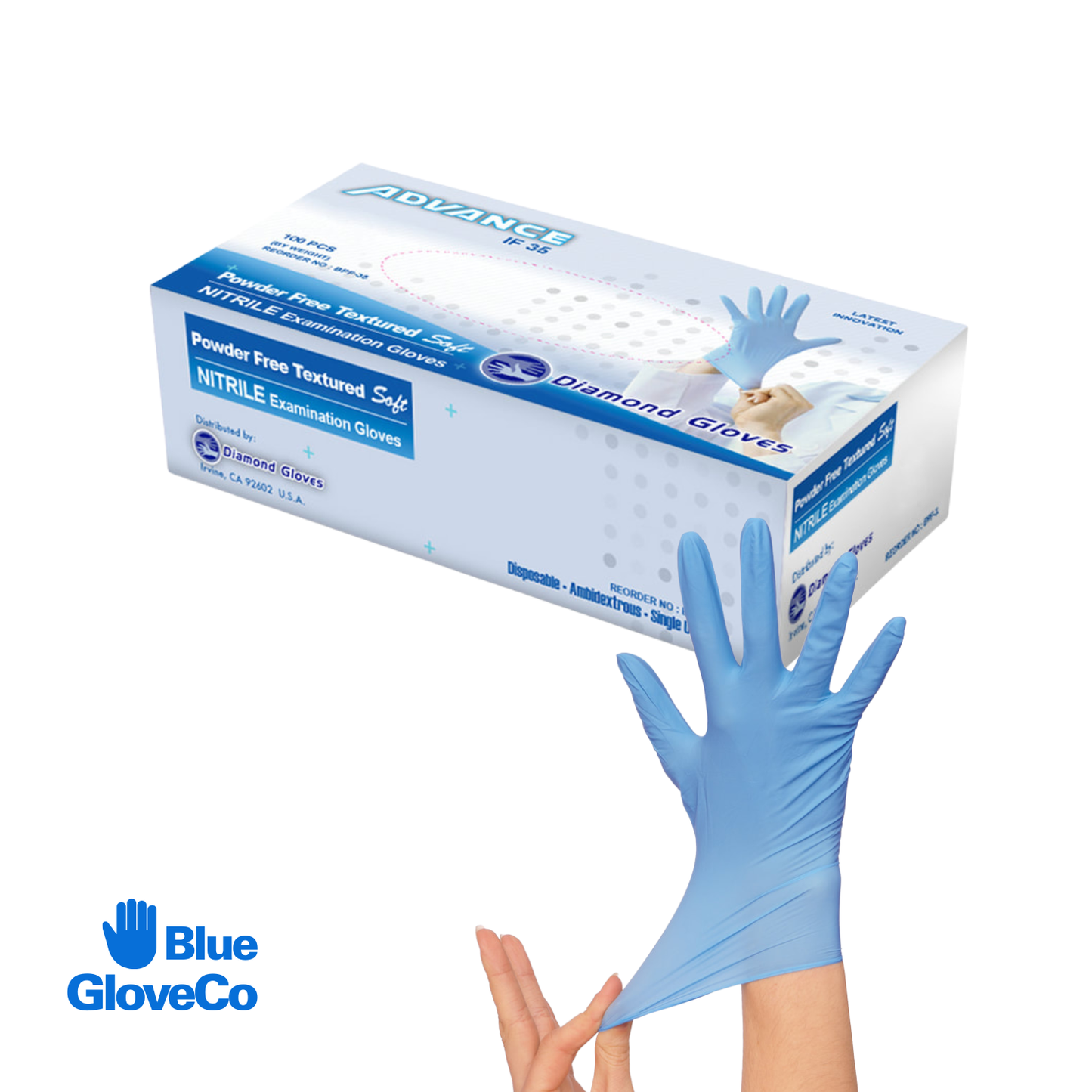 3.5 Mil Blue Nitrile Glove, Exam Grade Disposable (Case of 1000 pcs)