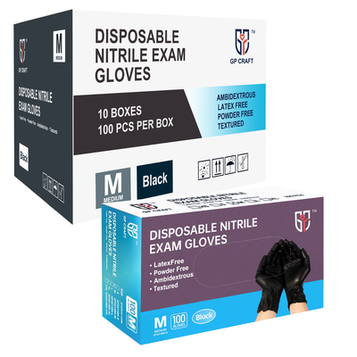 Black Nitrile Glove Disposable Powder Free Mechanic Grade 6mil (10 Boxes / Case, 1000 Count)