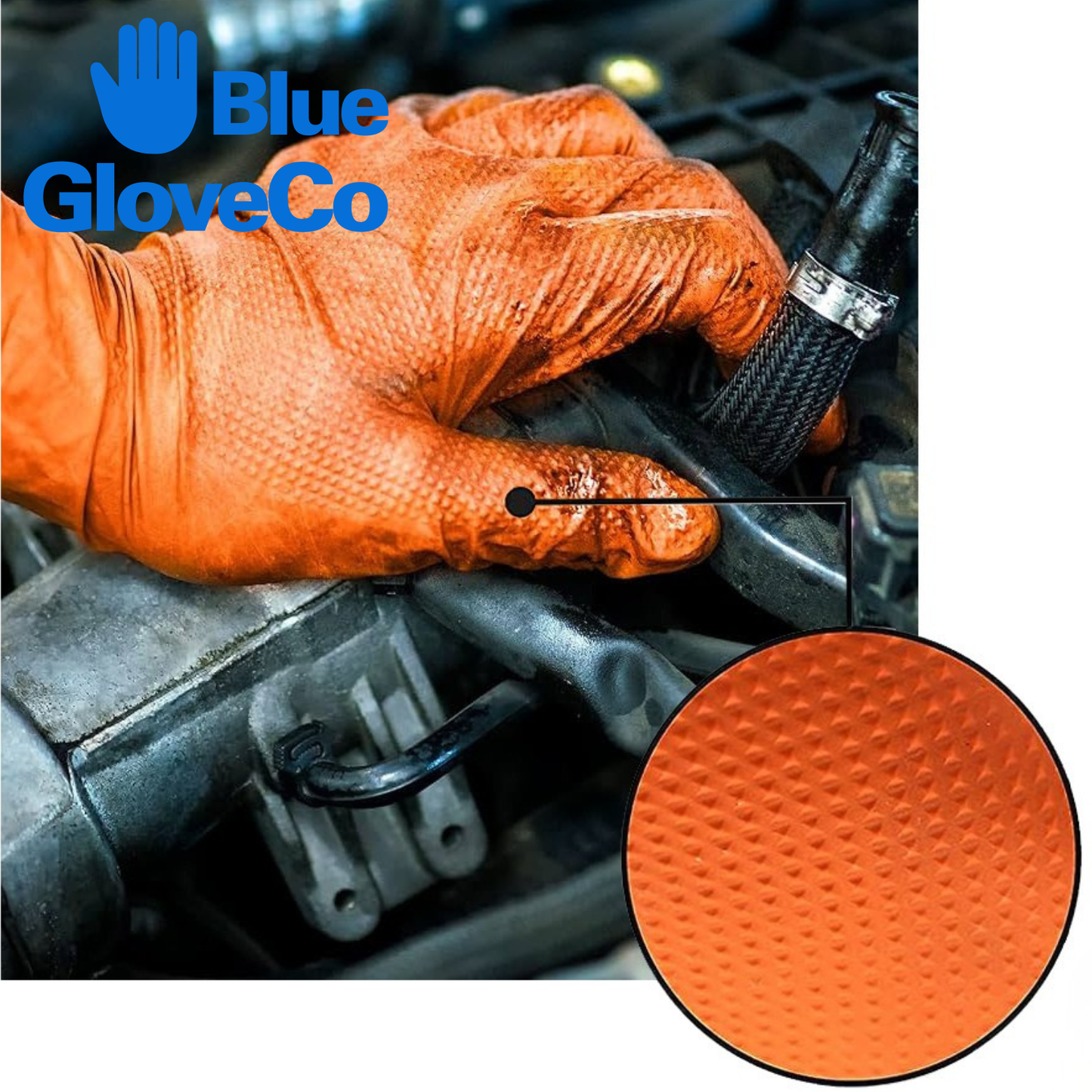 8 Mil Orange Nitrile Gloves, Disposable Powder Free (Case of 1000 pcs)