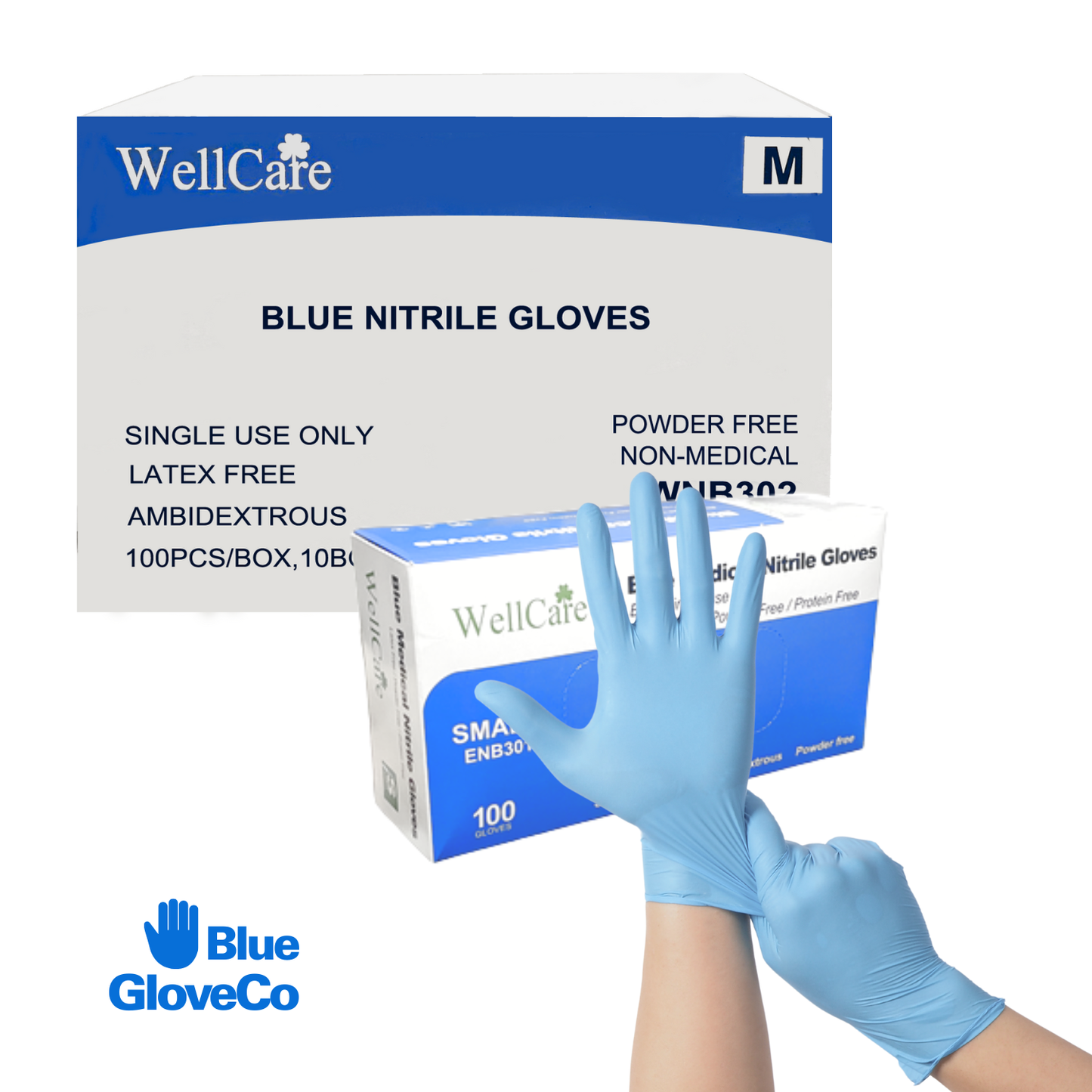 3.5 Mil Blue Nitrile Glove, Disposable Powder Free (Case of 1000 pcs)