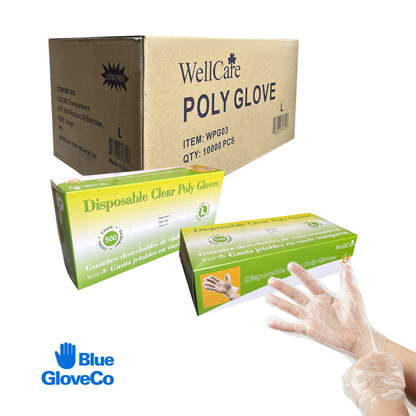 Wellcare Clear Poly Glove (HDPE) Large (Case of 10,000 pcs)