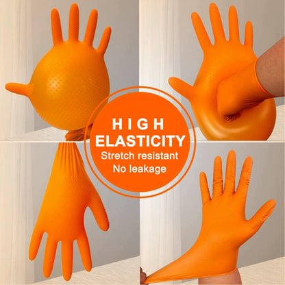 Orange Nitrile Glove Disposable Textured Powder Free 8mil (10 Boxes / Case, 1000 Count)