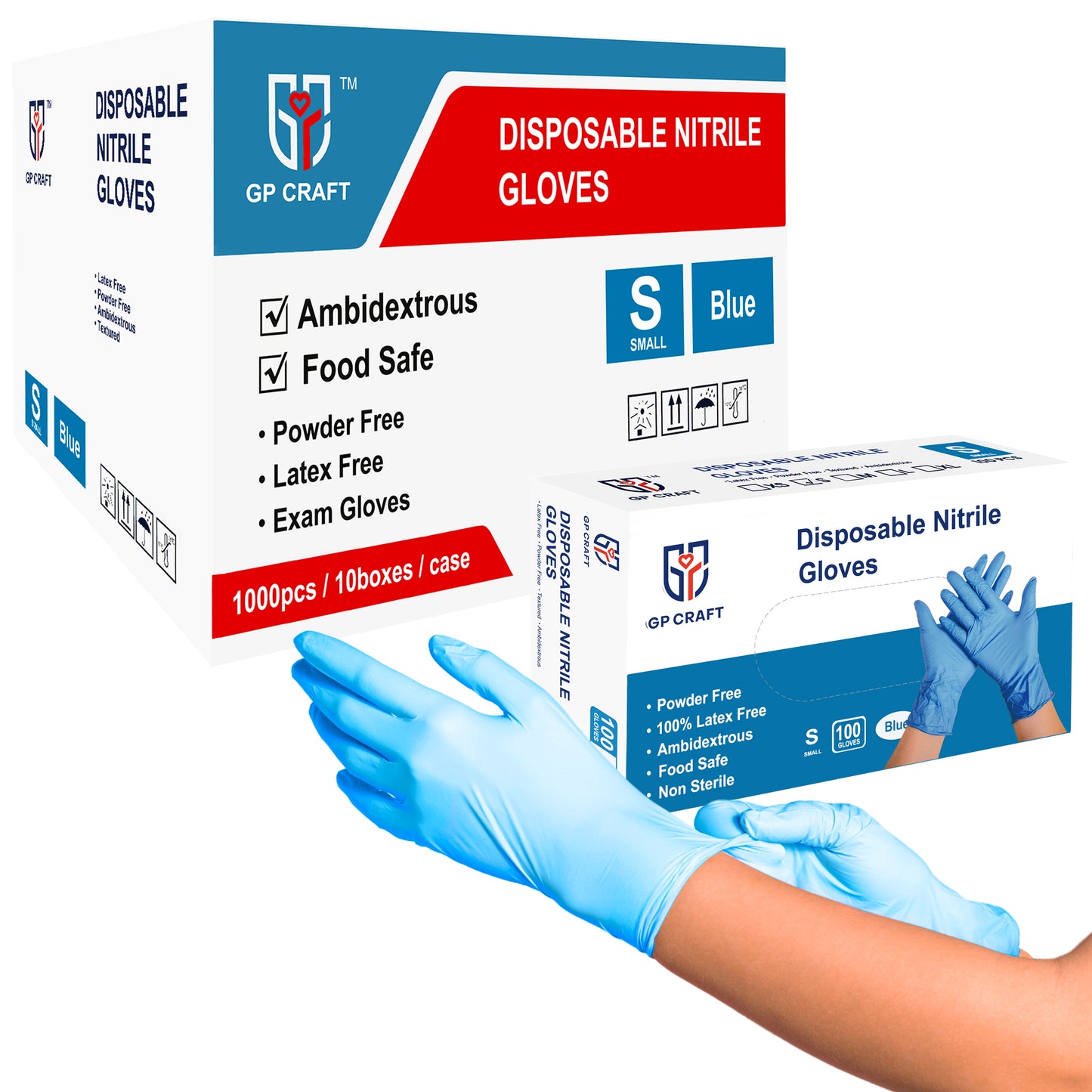 Blue Nitrile Gloves Disposable Powder Free 4mil (Case of 1,000 Count)